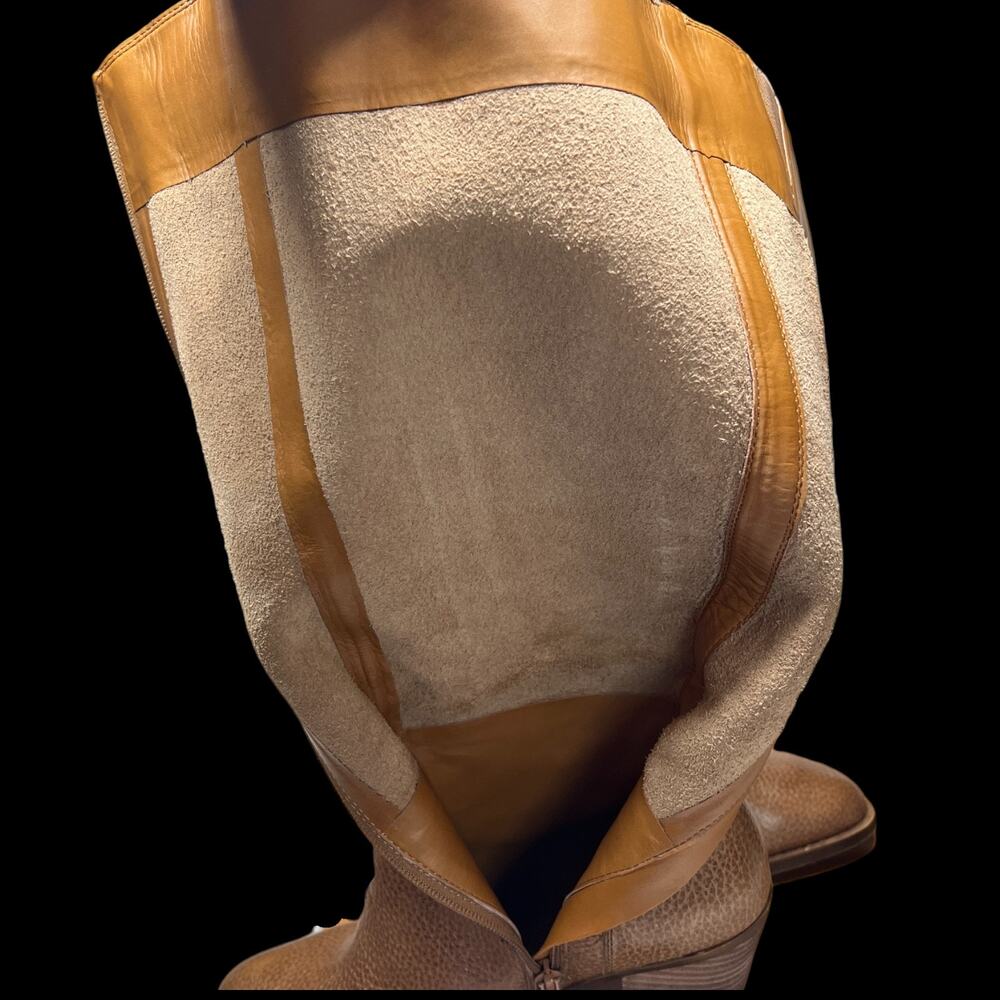 LUCKY BRAND Espositoh Women 8M Honey Pebbled Br own Leather Knee High Boots Ride - Picture 16 of 16